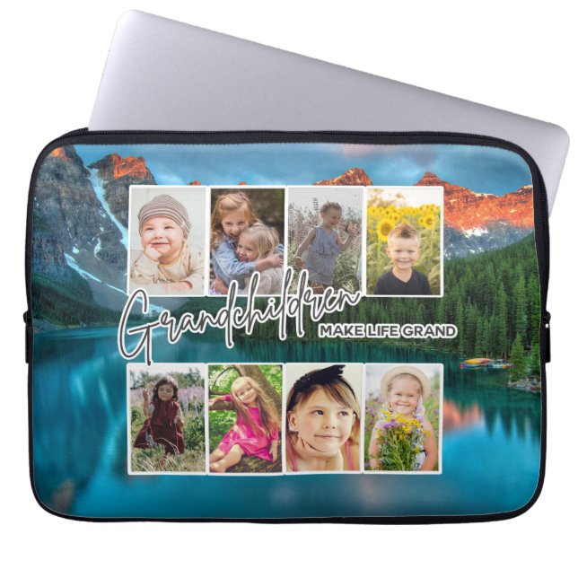 8 Foto "Kleinkinderen maken het leven groot" Laptop Sleeve (Voorkant)