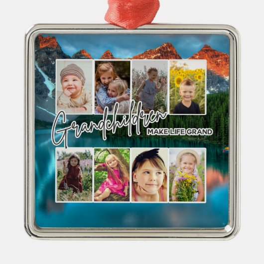 8 Foto "Kleinkinderen maken het leven groot" Metalen Ornament (Voorkant)