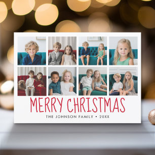 8 Foto Merry Kerstroodpatroon Feestdagenkaart