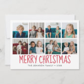 8 Foto Merry Kerstroodpatroon Feestdagenkaart (Voorkant)