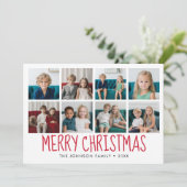 8 Foto Merry Kerstroodpatroon Feestdagenkaart (Staand voorkant)