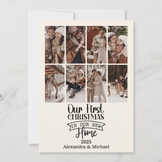 8 foto minimalistische eerste kerstwoning feestdagenkaart (Voorkant)