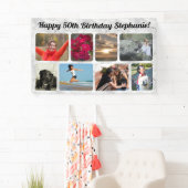 8 Foto Modern Marmer Collage Verjaardagsfeest Spandoek (Insitu)