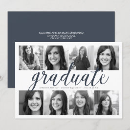 8 Foto Modern Script Afstuderen Invitation Kaart