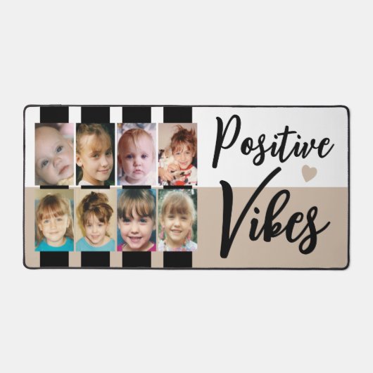 8 foto positieve vibes strepen zwart bruin bureaumat (Voorkant)