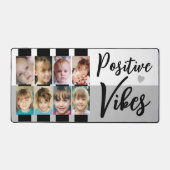 8 foto positieve vibes strepen zwart grijs bureaumat (Voorkant)