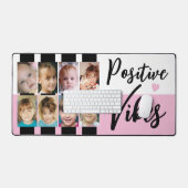 8 foto positieve vibes strepen zwart roze bureaumat (Keyboard & Muis)