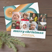 8 foto rand - Merry Christmas Retro Line Art Feestdagenkaart