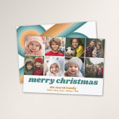 8 foto rand - Merry Christmas Retro Line Art Feestdagenkaart