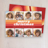 8 foto rand - Merry Christmas Retro Line Art Feestdagenkaart