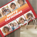 8 foto rand - Merry Christmas Retro Line Art Tissuepapier<br><div class="desc">Terug - Retro Line Art in Reds en Rust Sinaasappel - Gebruik 8 vierkante foto's en maak een unieke en trendy vrolijke kerstgroet met een retro lettertype aan de voorkant met een feestelijk lijnkunstpatroon. Als u iets moet verplaatsen,  klikt u op de knop Aanpassen om wijzigingen aan te brengen.</div>