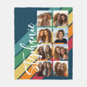 8 Foto Retro streep patroon regenboog monogram Fleece Deken (Voorkant)