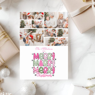8 Foto Roze Groen Prettig Kerstfeest Feestdagenkaart