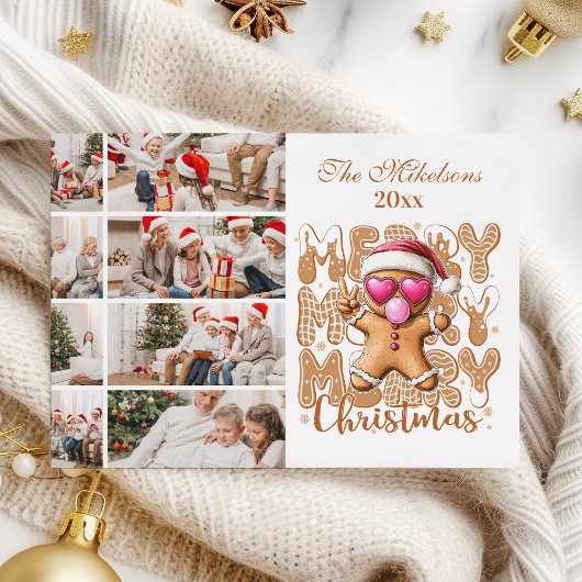 8 Foto Schattige Gingerbread Christmas Feestdagenkaart