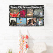 8 Foto Zwart Marmer Collage Verjaardagsfeest Spandoek (Insitu)