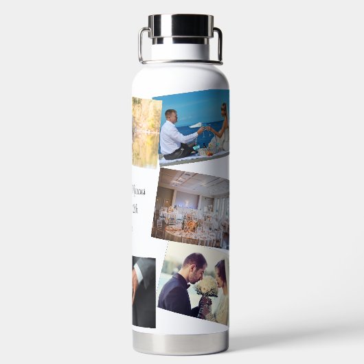 8 Fotobruiloft Sjabloon Personaliseert tekst Hot C Waterfles (Achterkant)