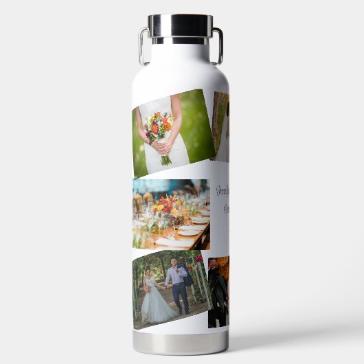 8 Fotobruiloft Sjabloon Personaliseert tekst Hot C Waterfles (Voorkant)