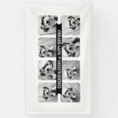 8 Fotocollage - Aangepast tekstlint - Zwart wit Spandoek (Verticaal)