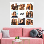 8 Fotocollage Aangepaste Initiaal Zwart en Wit Canvas Afdruk (Insitu (Woonkamer))