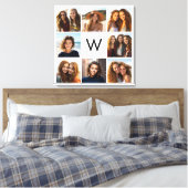 8 Fotocollage Aangepaste Initiaal Zwart en Wit Canvas Afdruk (Insitu (Slaapkamer))