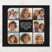 8 Fotocollage - Aangepaste tekst - Zwarte achtergr Bier Etiket (Enkel label)