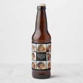 8 Fotocollage - Aangepaste tekst - Zwarte achtergr Bier Etiket (Voorkant)
