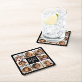 8 Fotocollage - Aangepaste tekst - Zwarte achtergr Kartonnen Onderzetters (Insitu)