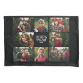 8 Fotocollage - Aangepaste tekst - Zwarte achtergr Kussensloop (Voorkant)