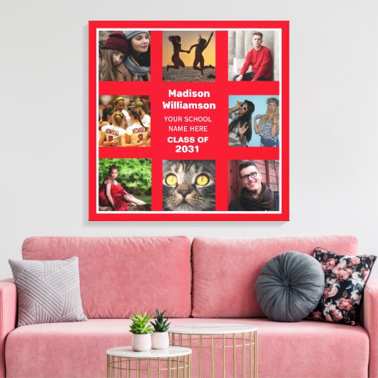 8 Fotocollage Afstuderen Naam klasse van Canvas Afdruk (Insitu (Woonkamer))