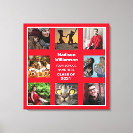 8 Fotocollage Afstuderen Naam klasse van Canvas Afdruk