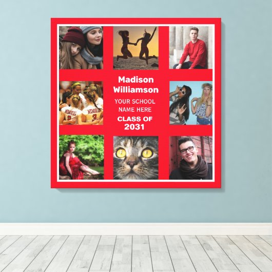 8 Fotocollage Afstuderen Naam klasse van Canvas Afdruk (Insitu (Houten vloer))