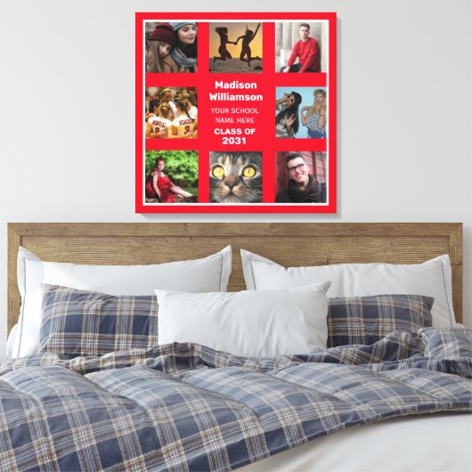 8 Fotocollage Afstuderen Naam klasse van Canvas Afdruk (Insitu (Slaapkamer))