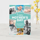8 Fotocollage Blauwgroen Happy Moederdag Kaart (Gele Bloem)