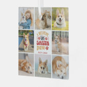 8 Fotocollage die ik geloof in naam en datum van d Glas Ornament (Voorkant links)