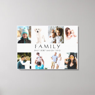 8 Fotocollage Familie Gepersonaliseerde namen Canvas Afdruk