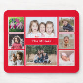 8 Fotocollage Familienaam Rood Muismat (Voorkant)