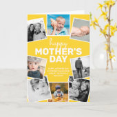 8 Fotocollage geel Happy Moederdag Kaart (Gele Bloem)
