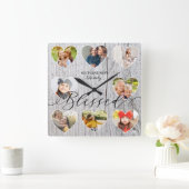 8 Fotocollage Hartwood Lijst grijs hout Vierkante Klok (Huis)