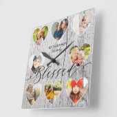 8 Fotocollage Hartwood Lijst grijs hout Vierkante Klok (Hoek)