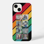 8 fotocollage met retro 70s geïnspireerde strepen iPhone hoesje (Achterkant)