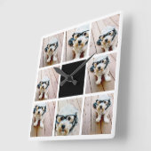 8 Fotocollage - met zwarte accentkleur Vierkante Klok (Hoek)