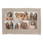 8 Fotocollage Minimalistisch - Taupe en wit raster Kussensloop (Voorkant)