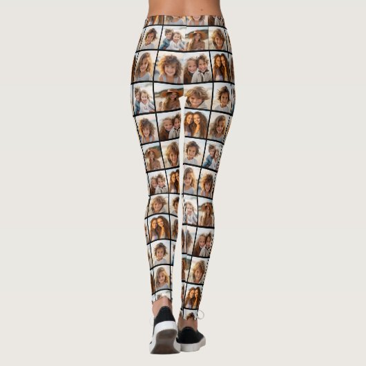 8 Fotocollage - Modern Minimal Grid met Tekst Leggings (Achterkant)
