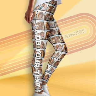 8 Fotocollage - Modern Minimal Grid met Tekst Leggings