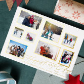 8 Fotocollage | Moderne gouden Lijsten Folie Feestdagenkaart