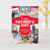 8 Fotocollage Rood Happy Vaderdag Kaart (Gele Bloem)