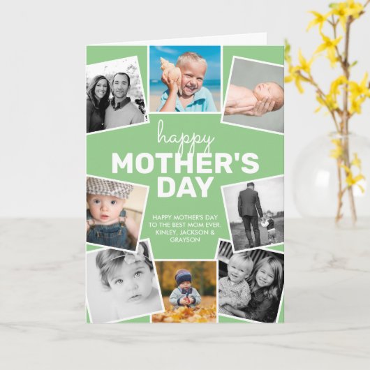8 Fotocollage Sage Happy Moederdag Kaart (Gele Bloem)