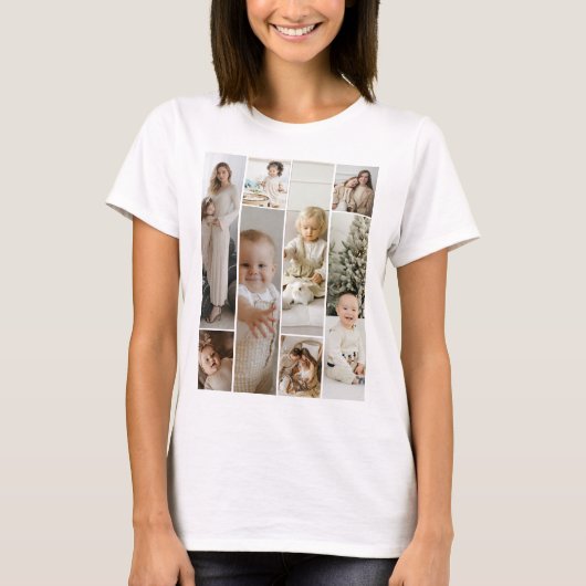 8 Fotocollage sjabloon gepersonaliseerd T-shirt (Voorkant)