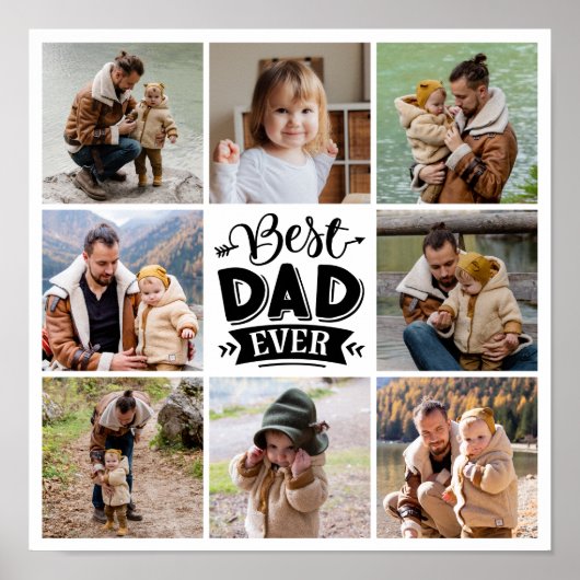 8 Fotocollage Vaderdag Beste Papa Ooit Poster (Voorkant)