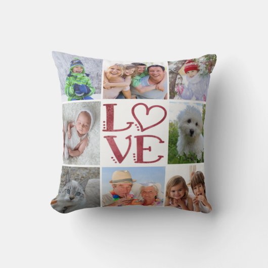 8-fotocollage (verwisselbare achtergrondkleur) kussen (Voorkant)